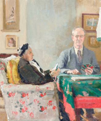 Berthe Noufflard, Madame Langweil and André Noufflard Playing Bezique at Fresnay, 1952. Oil on  ...