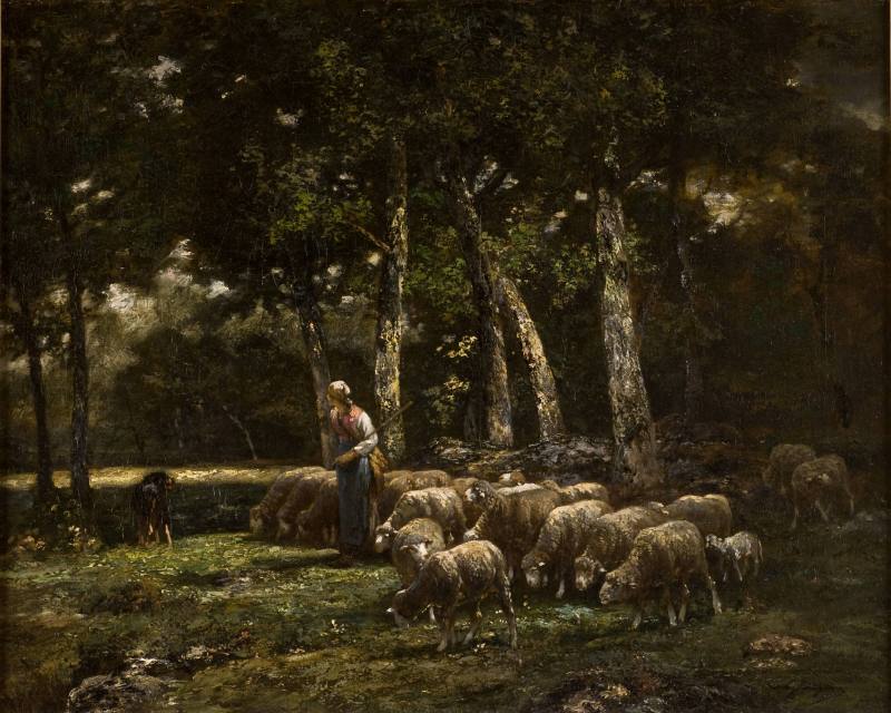 Charles-Emile Jacque. Maiden Attending a Flock of Sheep, ca. 1865. Oil on canvas. Dixon Gallery ...