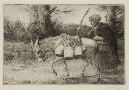 Alphonse Legros. The Milkmaid or The Milkmaid of Boulogne, n.d. Etching and drypoint on wove pa ...