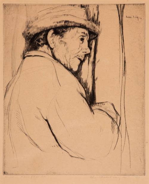 William Auerbach Levy, A Man or Happy, 1919. Etching on paper. Dixon Gallery and Gardens; Gift  ...