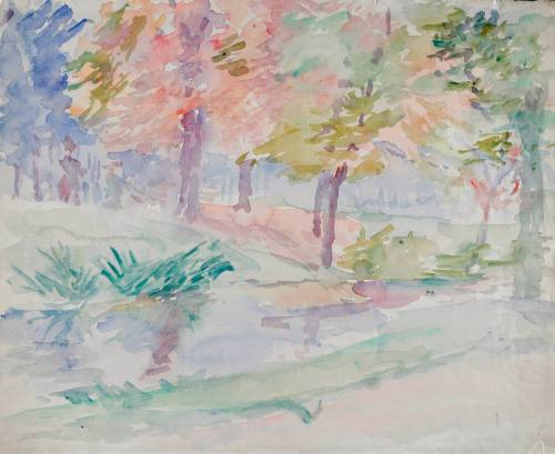 Eugene Manet, Autumn Landscape, 1887-88. Watercolour on paper. Dixon Gallery and Gardens; Gift  ...