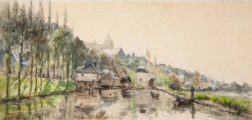 Ludovic Piette, Le Mans, 1868. Watercolor on paper. Dixon Gallery and Gardens; Museum purchase, ...