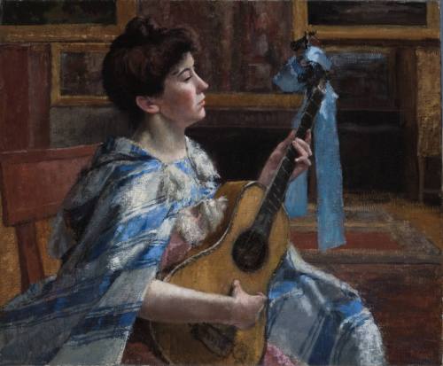 Henri Stanislas Rouart, Woman Playing the Guitar, ca. 1885 - 1890. Oil on canvas. Dixon Gallery ...