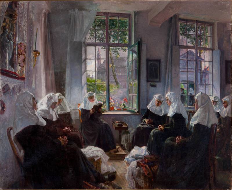 Max Silbert. The Lacemakers of Ghent at Prayer. 1914. Oil on canvas. Dixon Gallery and Gardens; ...