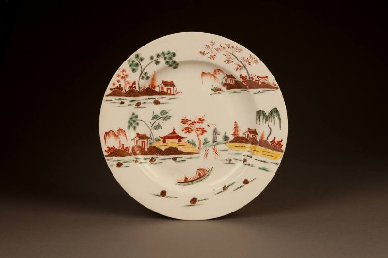 Bow Plate Painted with the 'Island House' Pattern, 1752-1756. Soft-paste porcelain. Dixon Galle ...