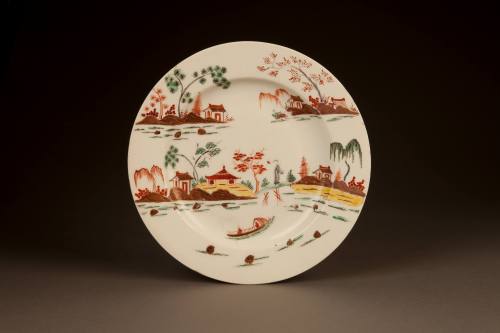 Bow Plate Painted with the 'Island House' Pattern, 1752-1756. Soft-paste porcelain. Dixon Galle ...