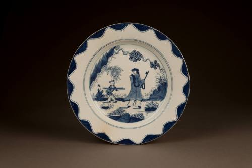 Bow Plate Painted in Underglaze Blue with the 'Image' Pattern, ca. 1760. Soft-paste porcelain.  ...