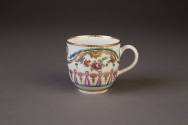 Bristol Coffee Cup Painted in the French Taste with Floral Garlands and Gilt Scrolls, ca. 1775. ...